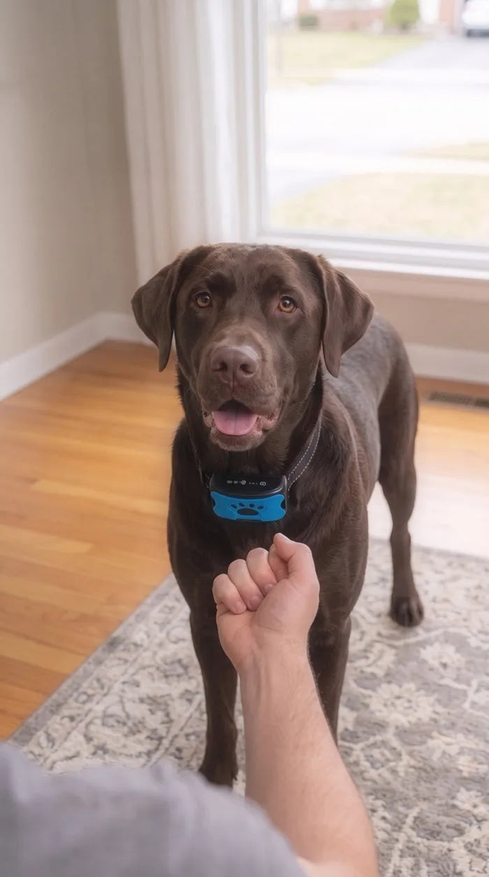 Le chien reçoit sa gâterie